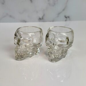 Clear Glass Skull Shot Glasses - Set of 2